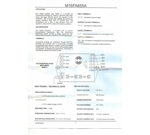 Регулятор напряжения Mark I; V (M16FA655A)/voltage regulator Регулятор напряжения Mark I; V (M16FA655A)/voltage regulator