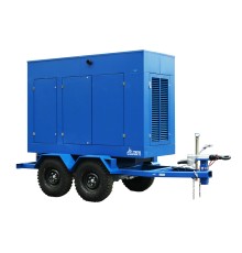 Дизельный генератор ТСС ЭД-100-Т400-2РКМ9 в шумозащитном кожухе PMG на прицепе с АВР